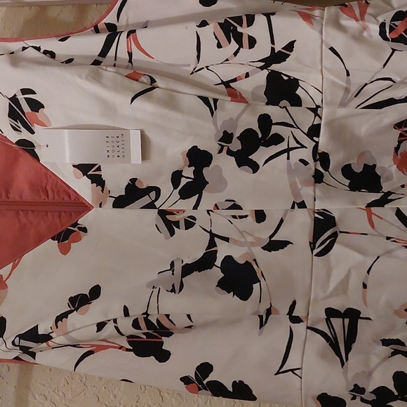 White House Black Market Ecru & Goddess Floral Sateen Fit & Flare Dress Sz8P NWT - Picture 7 of 15
